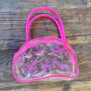 Vintage Barbie Clear Hot Pink Makeup Bag Toy Purse Spell Out Branded Retro Dolls